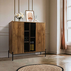 Avis Urban Living Buffet 2 portes Helio en bois et métal - Marron et noir