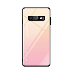 Wewoo Coque Pour Galaxy S10 Gradient Color Glass Case Jaune