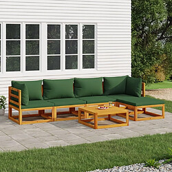 Maison Chic Salon de jardin 6 pcs + coussins - Mobilier/Meubles de jardin - Table et chaises d'extérieur vert bois massif -MN78750