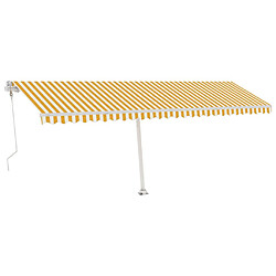 Maison Chic Auvent automatique | Store banne extérieur | Marquise capteur de vent LED 600x350cm Jaune et blanc -MN10261