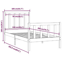 vidaXL Cadre de lit sans matelas 100x200 cm bois massif pas cher