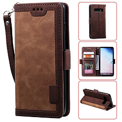 Etui en PU style d'épissage vintage avec support marron pour votre Samsung Galaxy S10