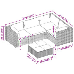 vidaXL Salon de jardin 5 pcs avec coussins résine tressée marron pas cher