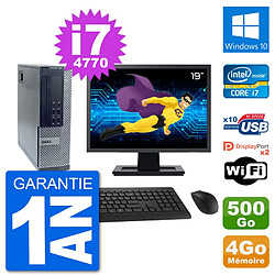 PC Dell 7020 SFF Ecran 19" Intel i7-4770 RAM 4Go Disque 500Go Windows 10 Wifi - Occasion