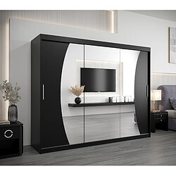 Abiks Meble Armoire Wave à portes coulissantes 200/250/62 3 portes (noir/artisan)