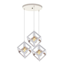 Stoex Plafonnier Antique À 3 Lumières Lustre Creative Cube Blanc Suspension Luminaire Rétro en Métal, Pour Bureau, Bar, Chambre À Coucher, Cuisine, E27