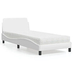 Avis Vidaxl Lit avec matelas blanc 90x200 cm similicuir