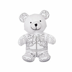 Pincello Peluche à colorier Blanc Noir Tissu 17 x 21 x 12 cm Ours (8 Unités)