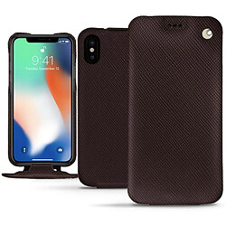 Housse cuir Apple iPhone Xs Max - Rabat vertical - Marron envoûtant ( Pantone #4e3629 ) - NOREVE