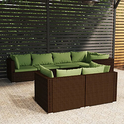 Maison Chic Salon de jardin 7 pcs + coussins - Mobilier/Meubles de jardin - Table et chaises d'extérieur Marron Résine tressée -MN16200