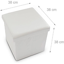 Acheter Helloshop26 Tabouret pouf banquette pliant meuble de rangement stable synthétique 38 cm blanc 13_0002806