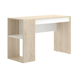 Vente-Unique Bureau avec rangements INES - Coloris : Chêne et Blanc