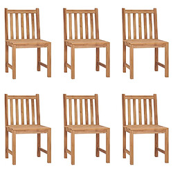 vidaXL Chaises de jardin lot de 6 avec coussins Bois de teck massif