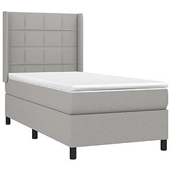 Avis Maison Chic Lit Adulte - Lit simple Lit à sommier tapissier et matelas moelleux - Meuble de Chambre - Gris clair 90x190 cm Tissu -MN83018