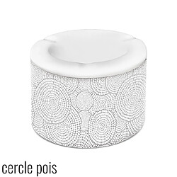 Cendrier en Céramique Blanc et Gris Motif Petit Pois - Couvercle Amovible - Trois Encoches