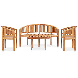 Maison Chic Salon de jardin 4 pcs - Table et chaises d'extérieur - Mobilier/Meubles de jardin Moderne en forme de banane Bois de teck solide -MN54811