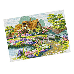 Broderie artisanale 53x41cm de broderie faite main de kits de point de croix de cottage de jardin