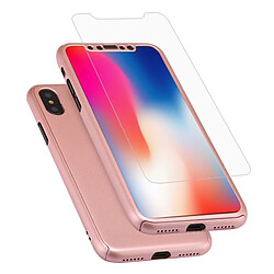 Wewoo Coque renforcée or rose pour iPhone X 360 Degrés Couverture Détachable PC Housse de Protection avec Film de Verre Trempé