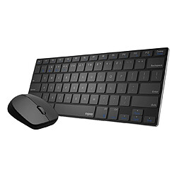 Avis Universal Clavier sans fil multimode Souris Battre Bluetooth RT 2.4G entre commutateurs connectés à 3 appareils, clavier en alliage AL mince | clavier (noir)