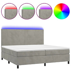 vidaXL Sommier à lattes de lit avec matelas LED Gris clair 200x200 cm