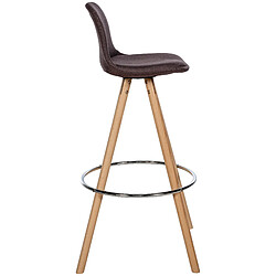 Decoshop26 Tabouret de bar chaise haute x1 repose-pieds style scandinave en tissu marron structure en bois clair rond 10_0004634