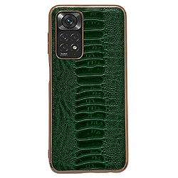 Coque en TPU + cuir véritable texture crocodile, anti-chutte, électroplaqué pour votre Xiaomi Redmi Note 11 4G (Qualcomm)/Note 11S 4G - vert