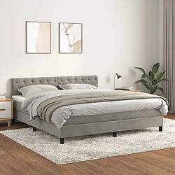 vidaXL Sommier à lattes de lit et matelas Gris clair 160x200cm Velours