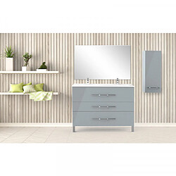 Dansmamaison Meuble double vasque 3 tiroirs 120 cm Gris clair - LANA