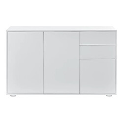 Helloshop26 Buffet commode meuble de rangement pratique avec 2 tiroirs 3 portes 117 cm blanc mat 03_0005047