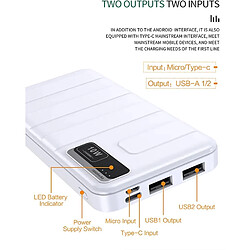 SANAG Stock Leader - Batterie Externe Charge Rapide 5000 Mah, Batterie Portable Sans Fil, 3 Sorties Usb, Type C, Port Usb, Usb C Charge Rapide Pd 10 W Powerbank Avec Écran Led Pour Iphone, Samsung (Blanc)