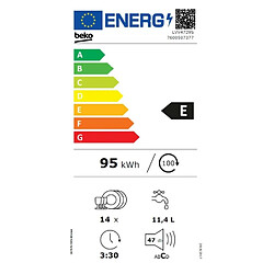 Lave-vaisselle 60cm 14 couverts 47db - LVV4729S - BEKO