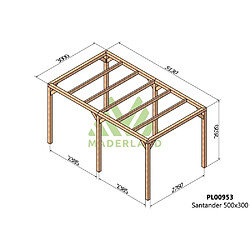 Maderland Pergola en bois lamellé-collé Santander 500 x 300 cm