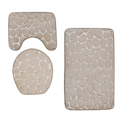 Avis Ensemble de salle de bains 3 tapis de bain tapis de bain anti-dérapant couverture couvercle couvercle de toilette beige