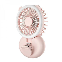 (Rose) Mini Ventilateur Ventilateur Multifonction Rechargeable Portable Lumière Selfie Portable