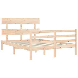 Acheter Vidaxl Cadre de lit avec tête de lit 140x190 cm bois massif