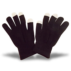 Totalcadeau Paire de gants noir tactiles pour ecran smartphone