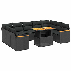 Maison Chic Salon de jardin 11 pcs avec coussins, Ensemble Tables et chaises d'extérieur noir résine tressée -GKD883511