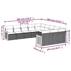 Avis Maison Chic Salon de jardin 11 pcs avec coussins | Ensemble de Table et chaises | Mobilier d'Extérieur gris résine tressée -GKD23037