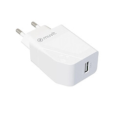 Muvit Chargeur Secteur 1 USB 2,4A 12W 100% Recyclable Blanc