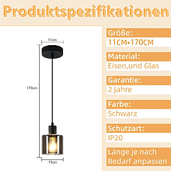 Acheter NETTLIFE Suspension fer Diam.11cm E27 Max.40w Noir Vintage 1 Ampoule Lampe de Salle à Manger Lampe à Suspension Industrielle Rétro pour Salon Hôtel