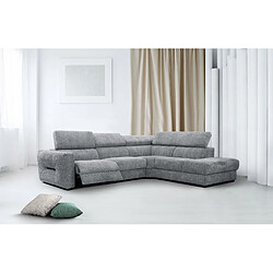 Courtois Laville Canapé d'angle droit Calvera Calvera 5 places avec un relax électrique tissu gris moyen