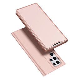 etui type bibliotheque dux ducis skin pro pour samsung galaxy s22 ultra rose