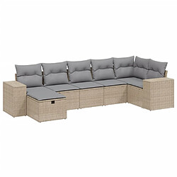 Maison Chic Ensemble à manger d'extérieur 7 pcs avec coussins,Salon de jardin,Mobilier de jardin mélange beige résine tressée -GKD748056