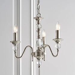 Avis Interiors 1900 Suspension 3 ampoules Polina, nickel et cristal