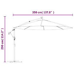 vidaXL Parasol de jardin en porte-à-feux et lumières LED mât en métal pas cher