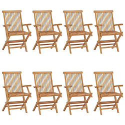 vidaXL Chaises de jardin avec coussins vert vif lot de 8 Teck massif