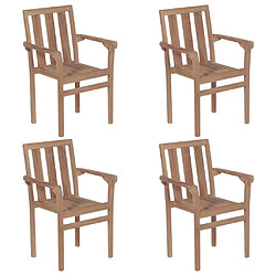 vidaXL Chaises de jardin empilables lot de 4 Boie de teck solide