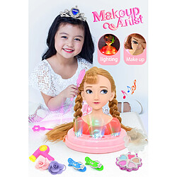 Acheter Universal Jouets de mode pour enfants Maquillage pour enfants Jouets de prétention Tête de poupée Coiffure Jeu de beauté avec sèche-cheveux Cadeau d'anniversaire pour les filles(Coloré)