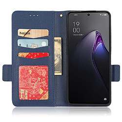 Etui en PU texture litchi, fermoir magnétique avec support et sangle pour Oppo Reno8 Pro + 5G/Reno8 Pro 5G (Global Version) - bleu foncé