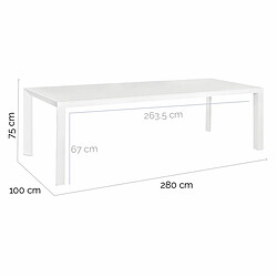 Avis BigBuy Garden Table de Salle à Manger Io Blanc Aluminium 280 x 100 x 75 cm